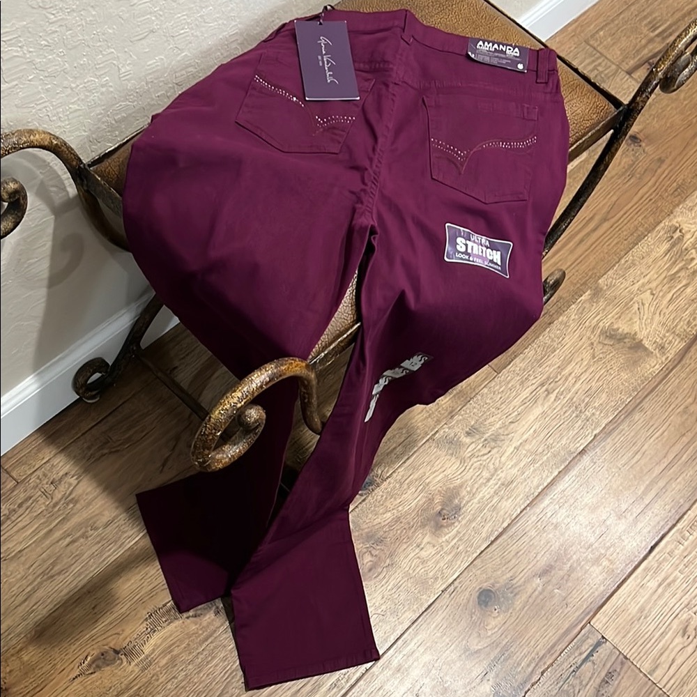 Gloria Vanderbilt Amanda Classic Fit Tapered Tummy Slimmer Rich Burgundy Jeans!